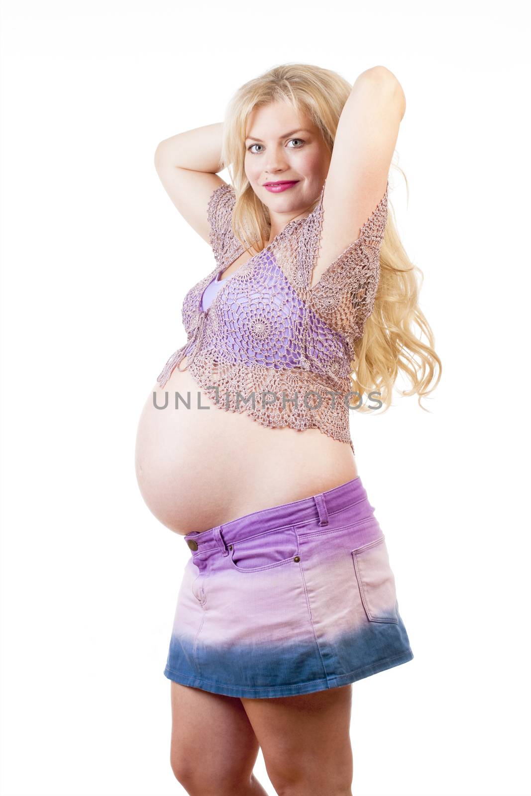 Young Pregnant Woman with Long Blond Hair by courtyardpix