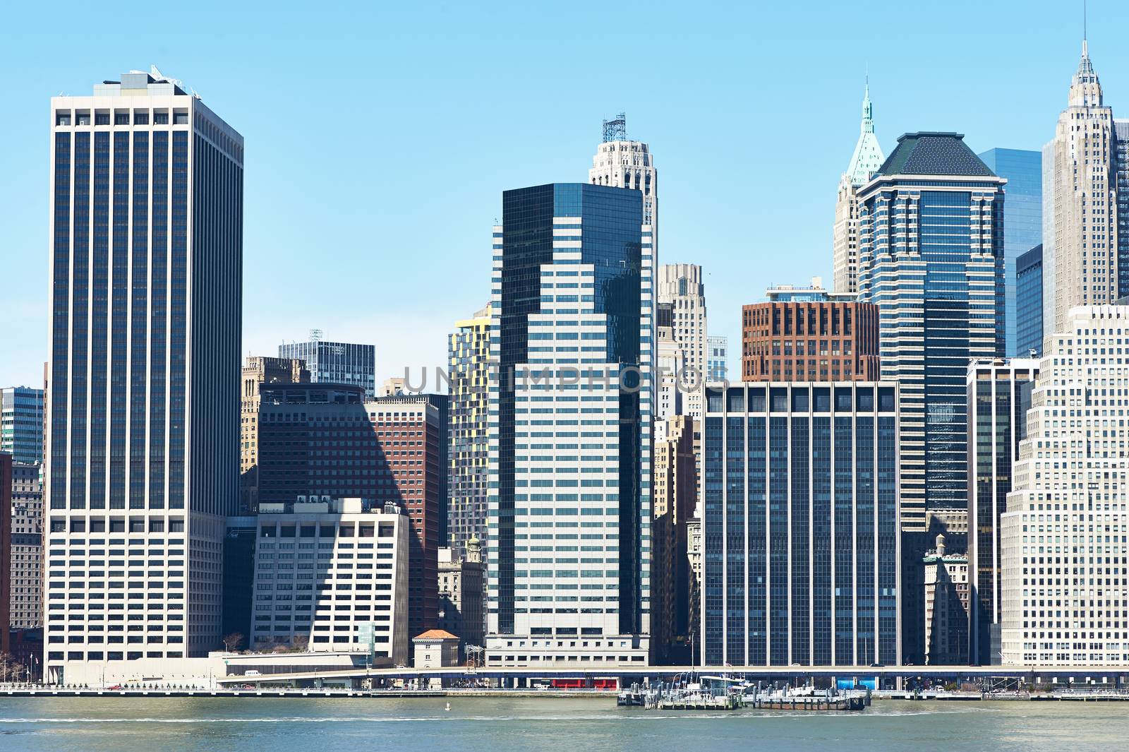 Lower Manhattan skyline view from Brooklyn in New York City