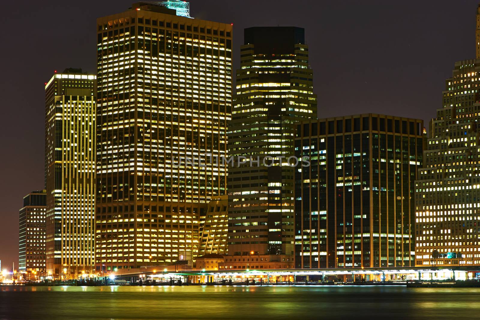Lower Manhattan skyline view at night from Brooklyn by haveseen