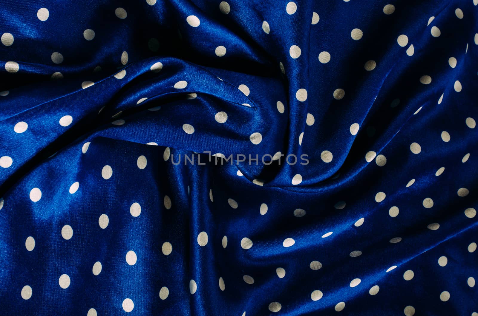 polka dot blue silk satin