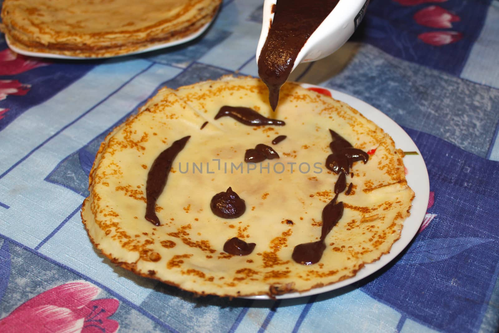 process of manufacture of pancakes with chocolate