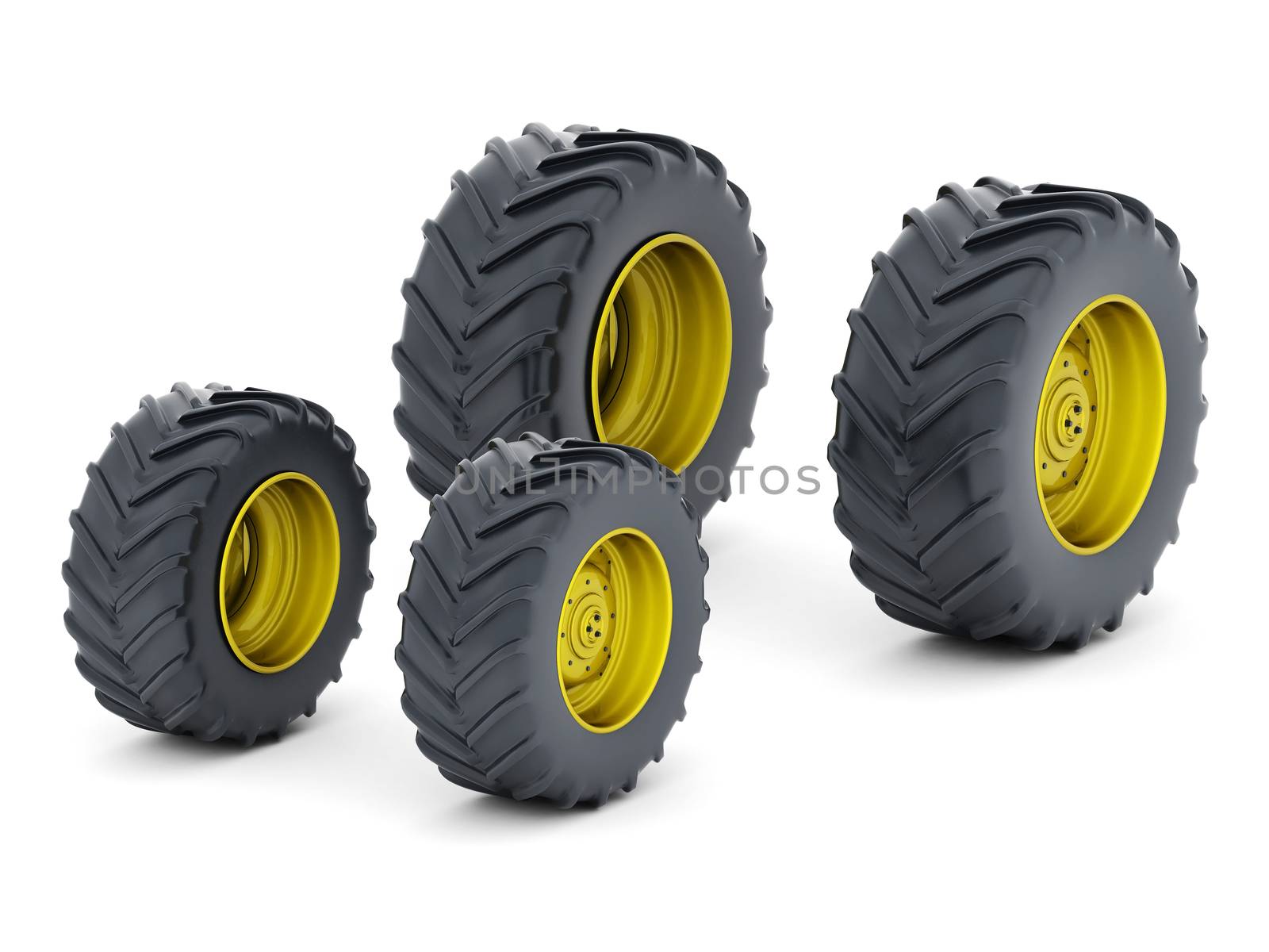 Tractor wheels isolated on white background