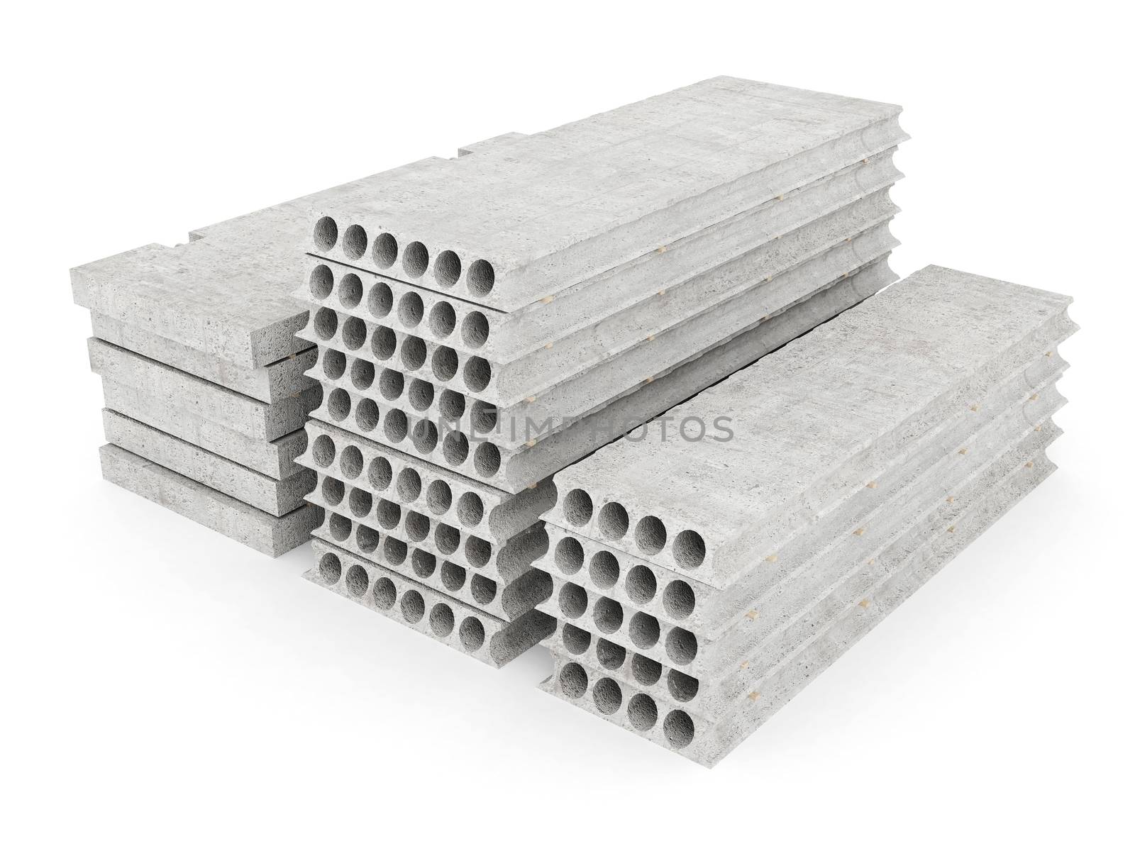slabs of concrete on a white isolated background
