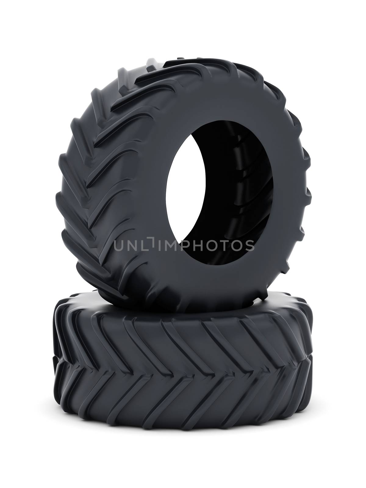 Tractor tires isolated on white background