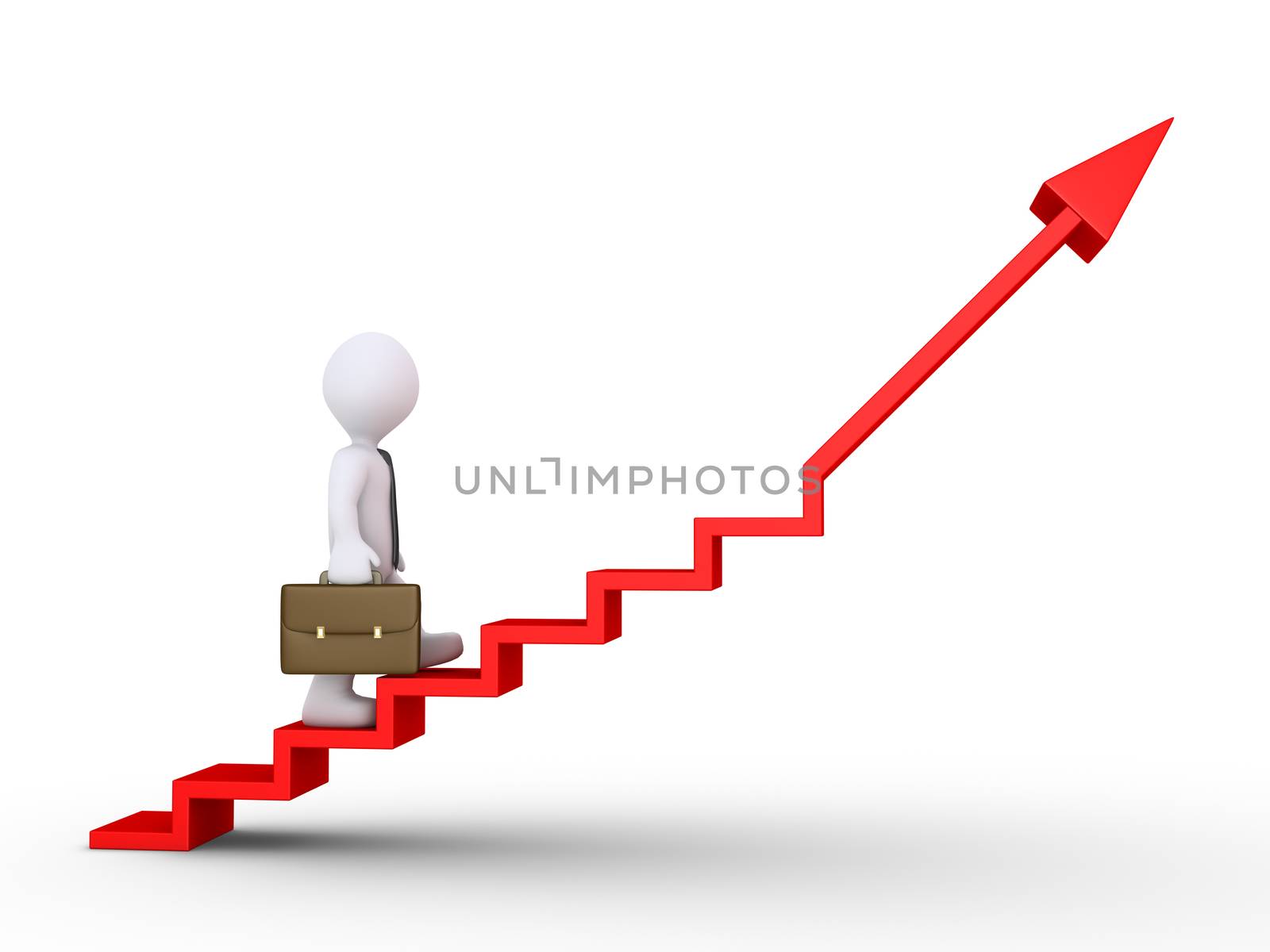 3d businessman is climbing a graphic chart with stairs