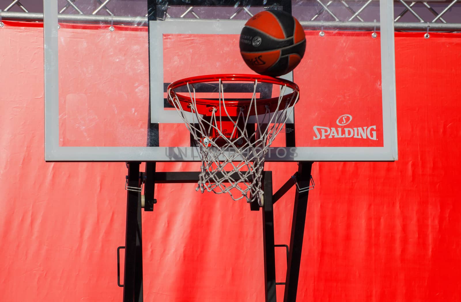 MILAN, ITALY - MAY, 16: View of basket hoop on May 16, 2014