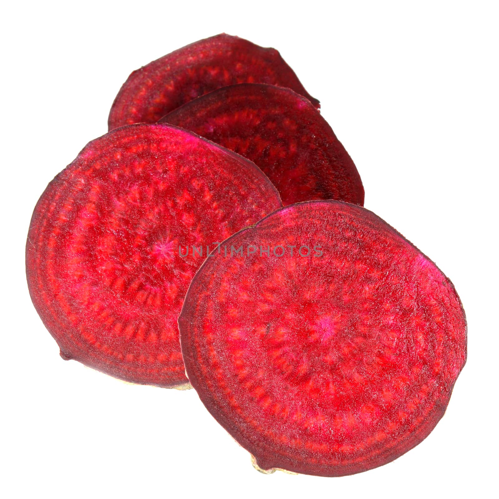 Beetroot sliced on white background