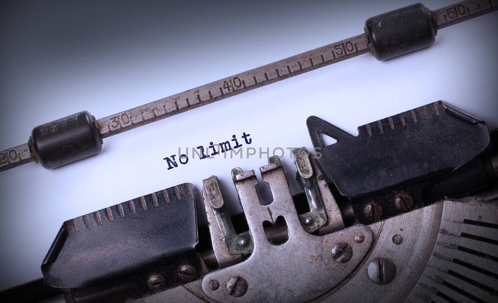 Vintage inscription made by old typewriter, No limit