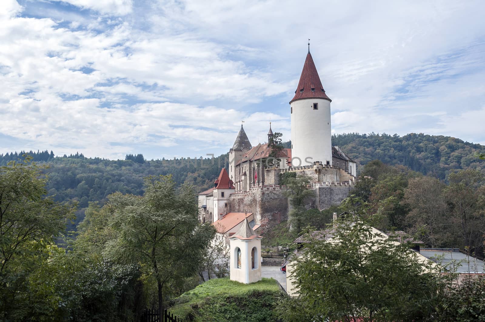 Medieval Krivolat Castle in Central Bohemia, Czech Republic.