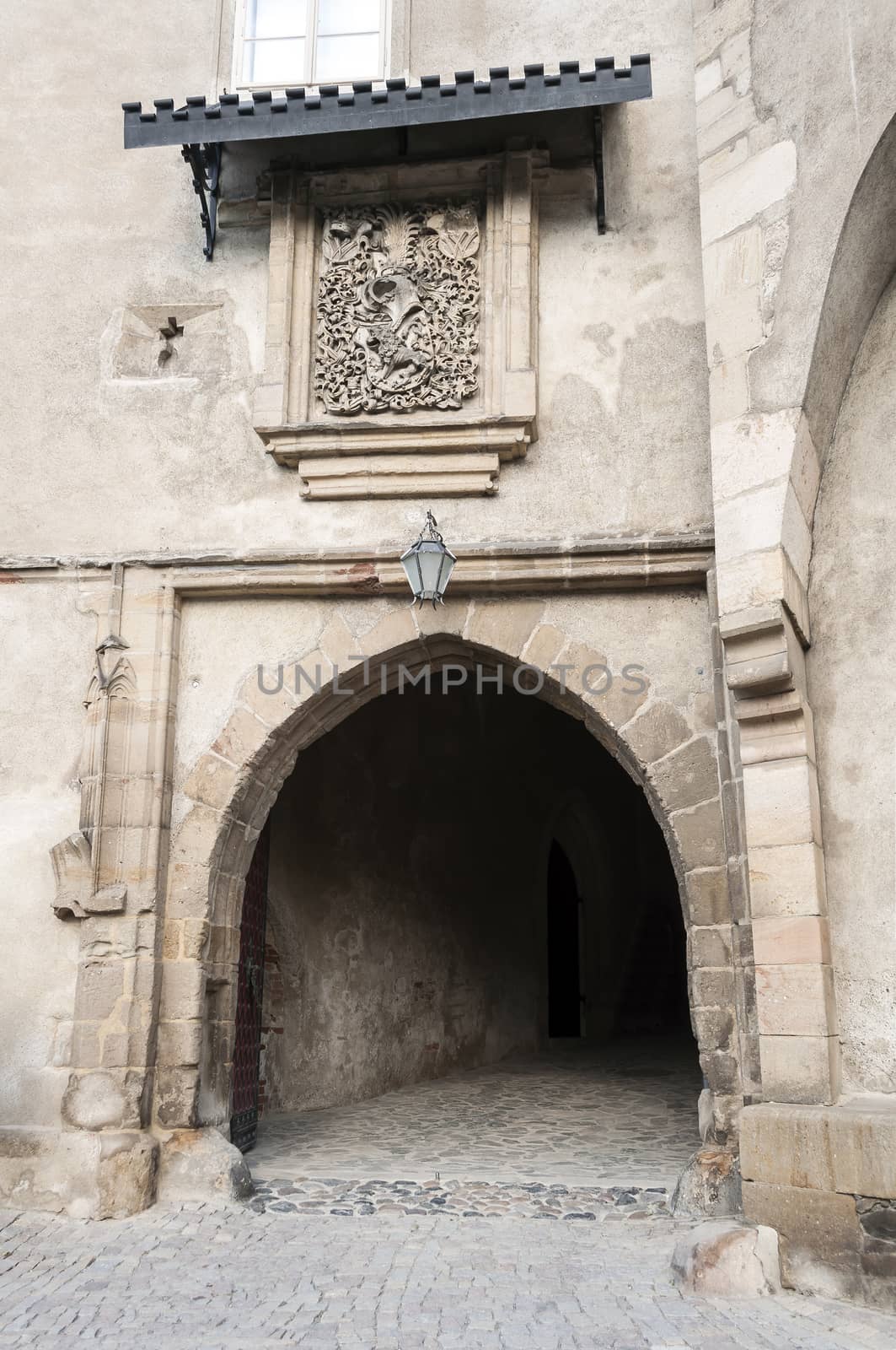 Medieval castle door in Central Bohemia, Czech Republic.