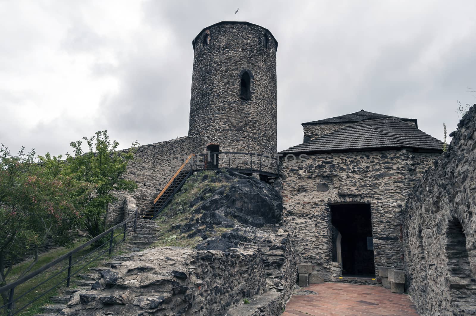 Medieval Strekov Castle in North Bohemia, Czech Republic.