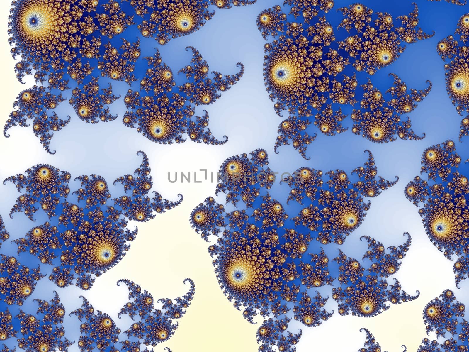 Digital computer graphic - rendering. Decorative fractal background  in a blue colors for design.