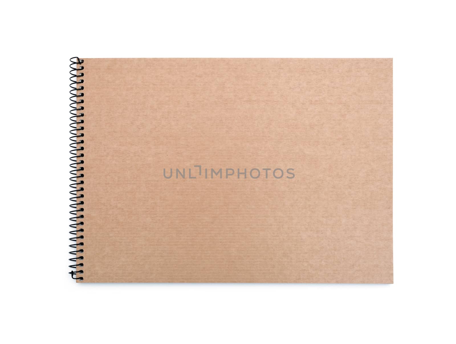 recycled paper notebook front cover on white background