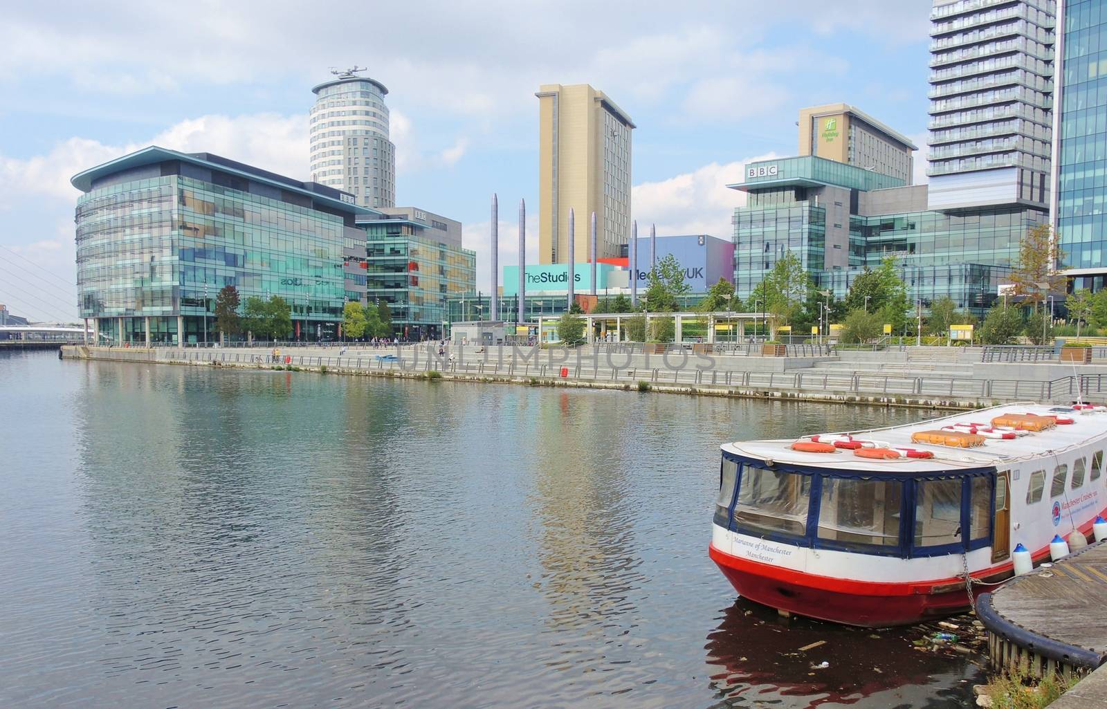 An image of Media city at Salford Quays, UK.