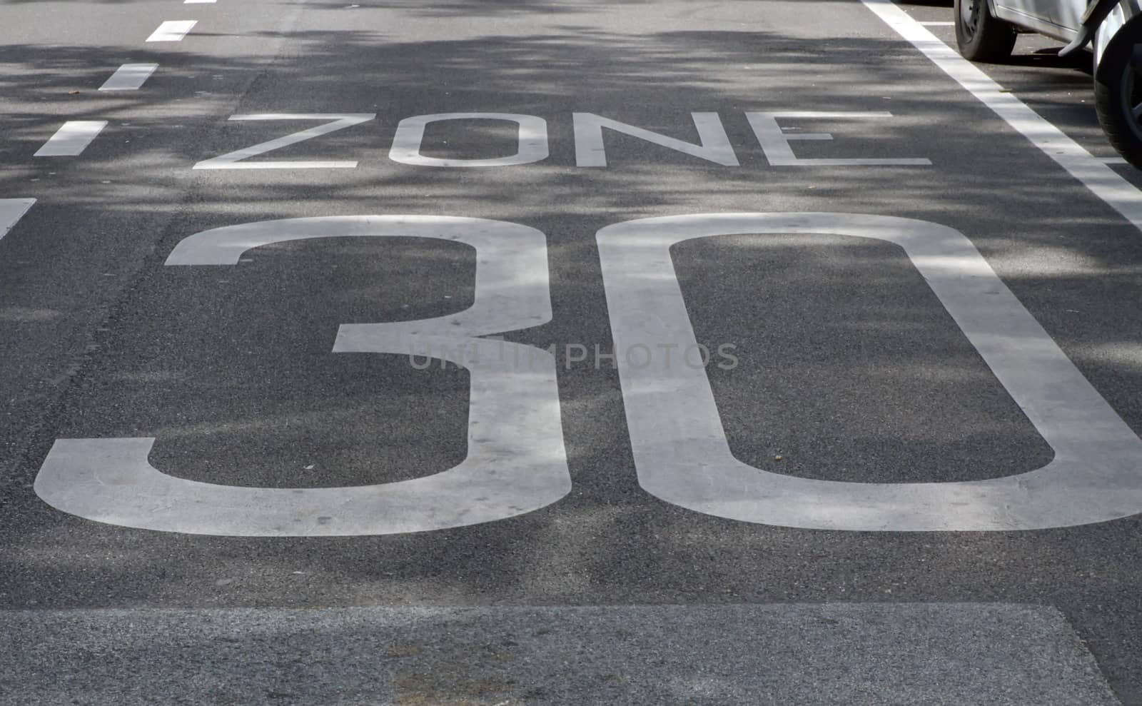 Speed limit thirty zone on the street