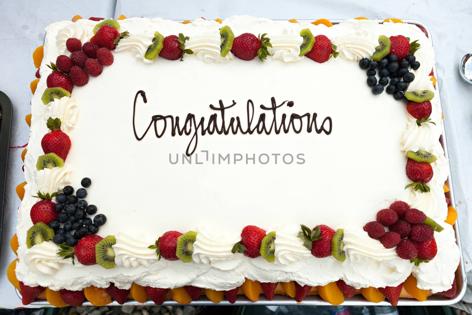 Congratulations Cake with Fruit by graficallyminded