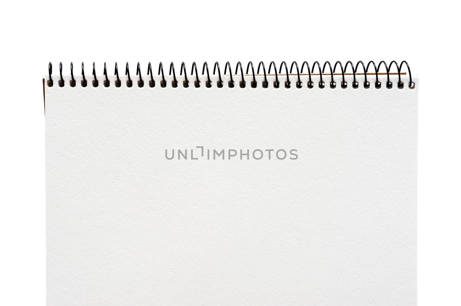 close up of a blank white notebook on white background