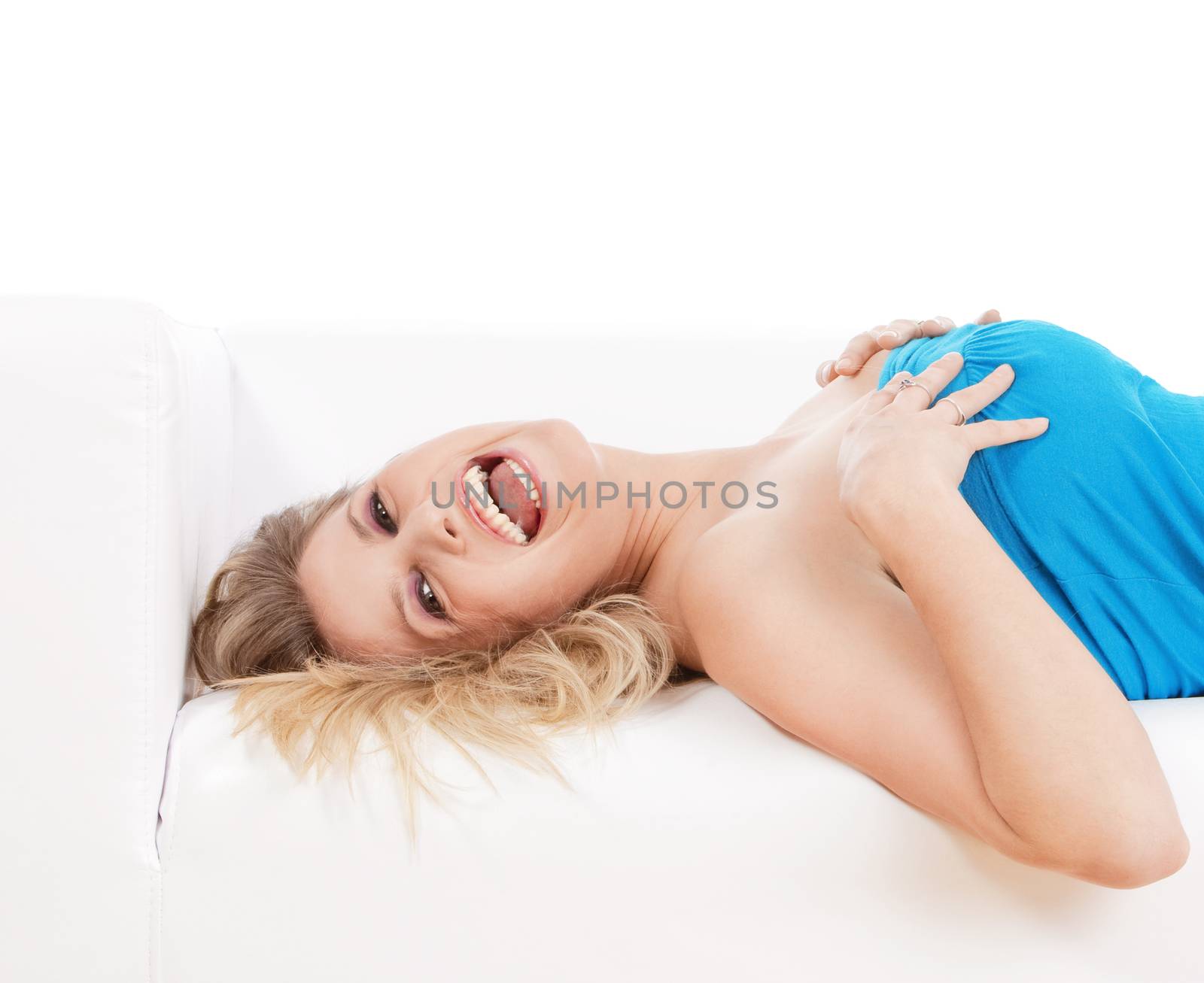 young woman laughing by courtyardpix