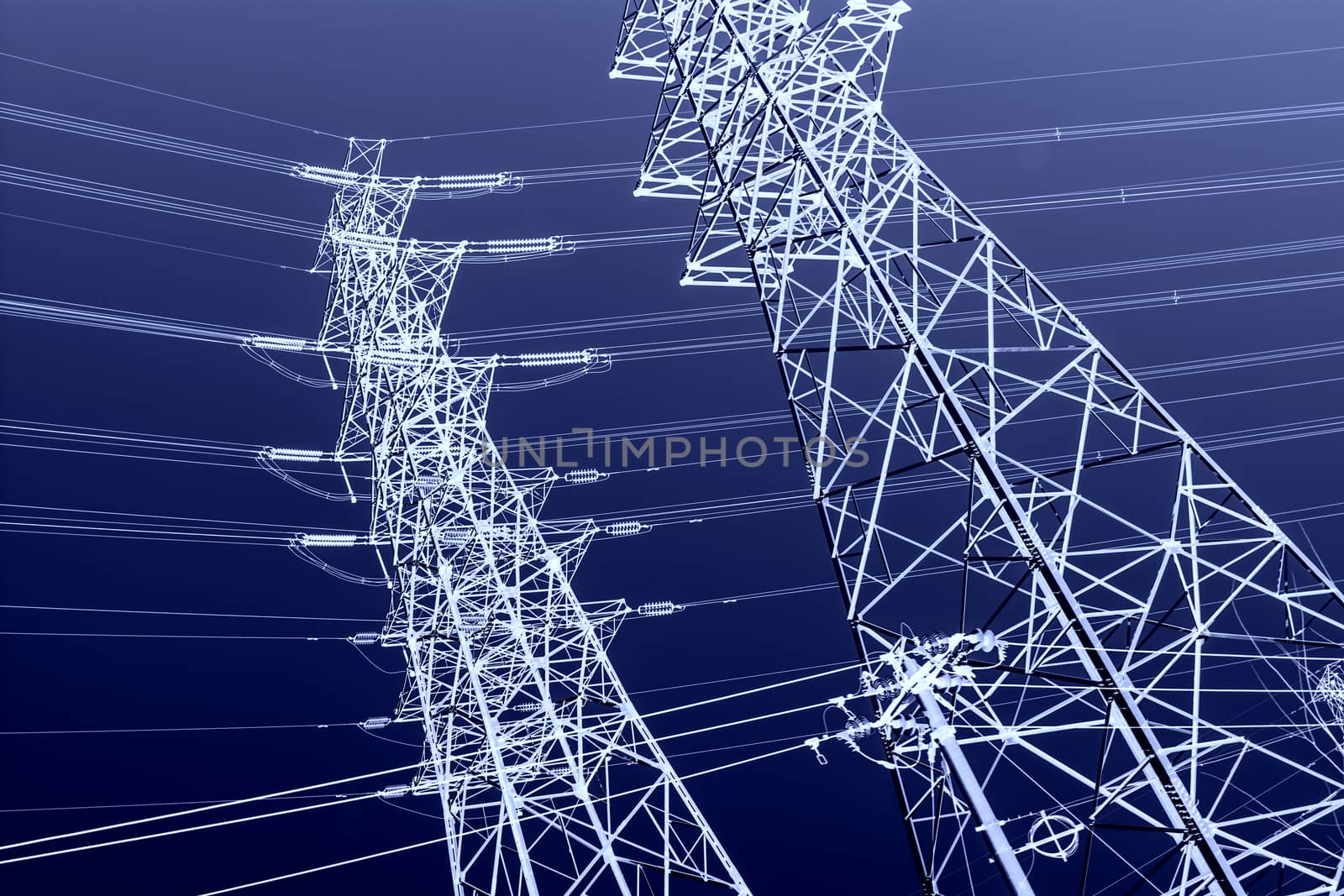 Power lines with blue sky