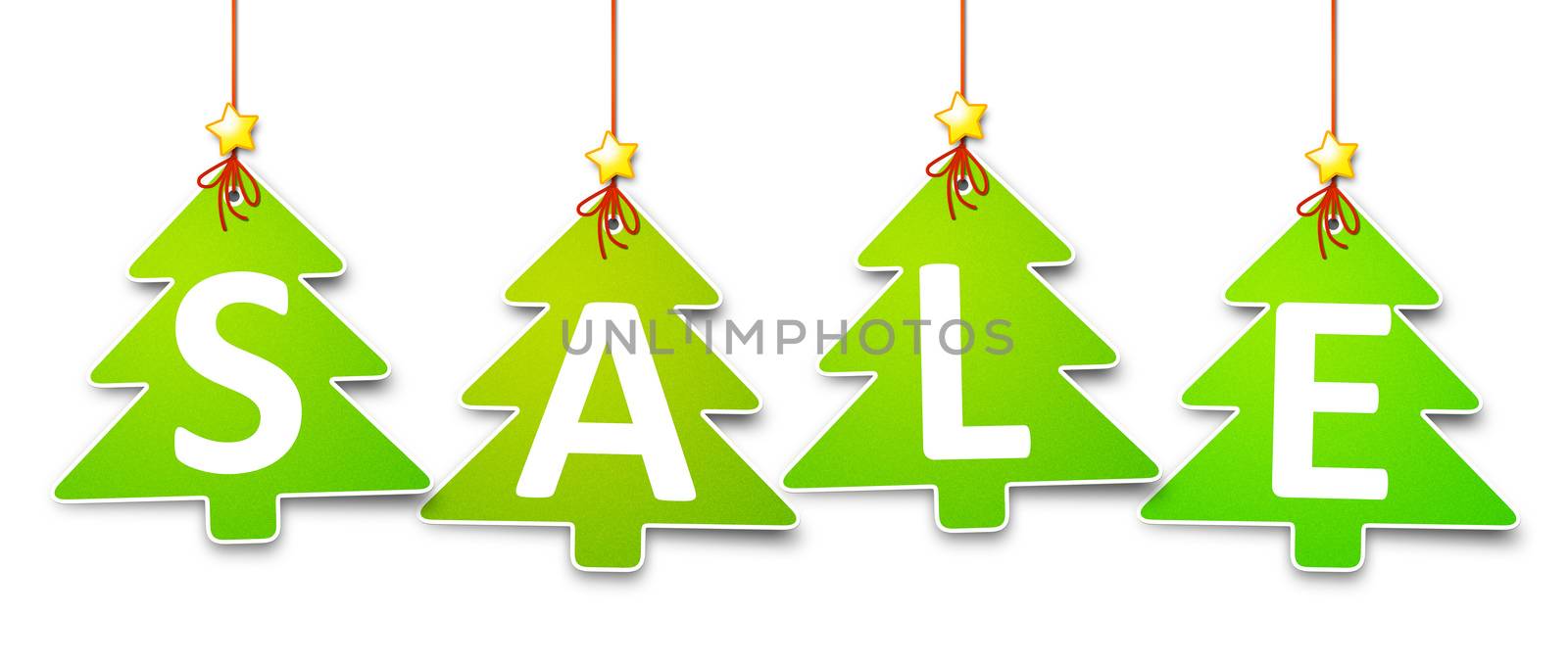 A beautiful green christmas tree tag on a white background sale
