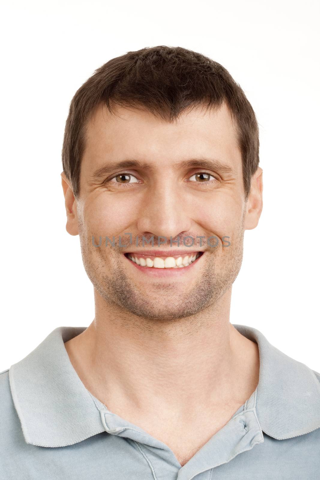 portrait of a man smiling - isolated on white