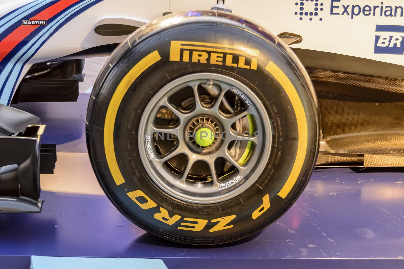 Bruxelles, Belgium - August 10, 2014: The pop-up bar Williams Terrazza Martini Racing, mixing cocktails and Formula 1 arrives in 
Brussels (Belgium), this week. La Terrazza Martini did this summer around Europe to celebrate the return of Martini as sponsor 
Formula 1.