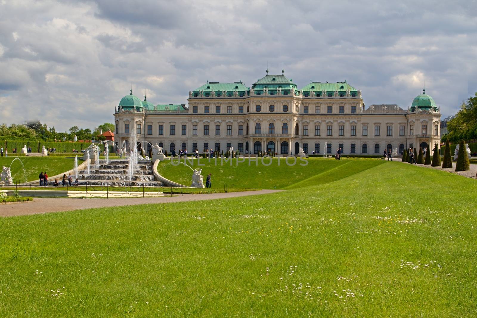 Photo shows general view of garden of Belvedere Palace.