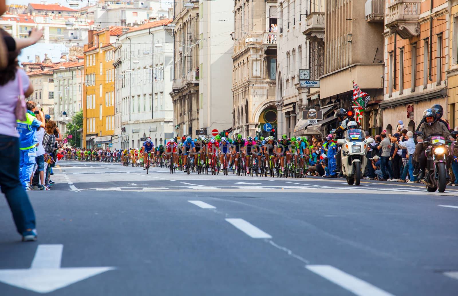 TRIESTE, ITALY - JUNE, 01: Cyclist during the final parade of 97th edition of the Giro d'Italia on November 01, 2014