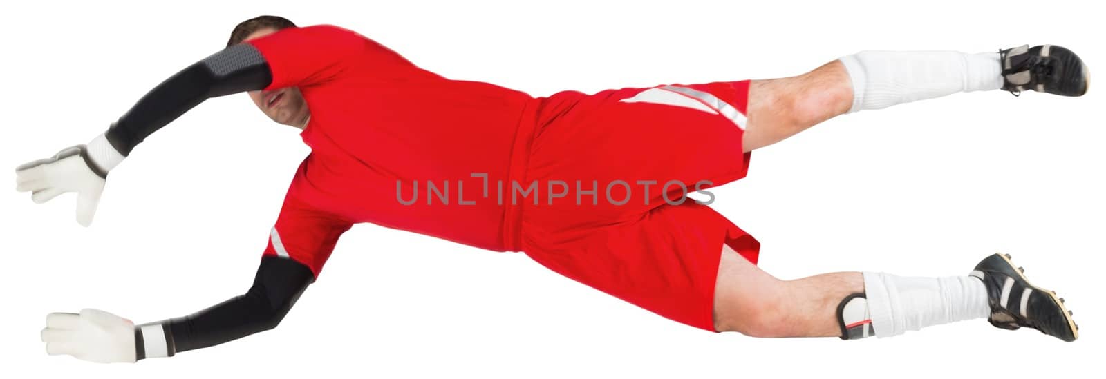 Goalkeeper in red jumping up by Wavebreakmedia