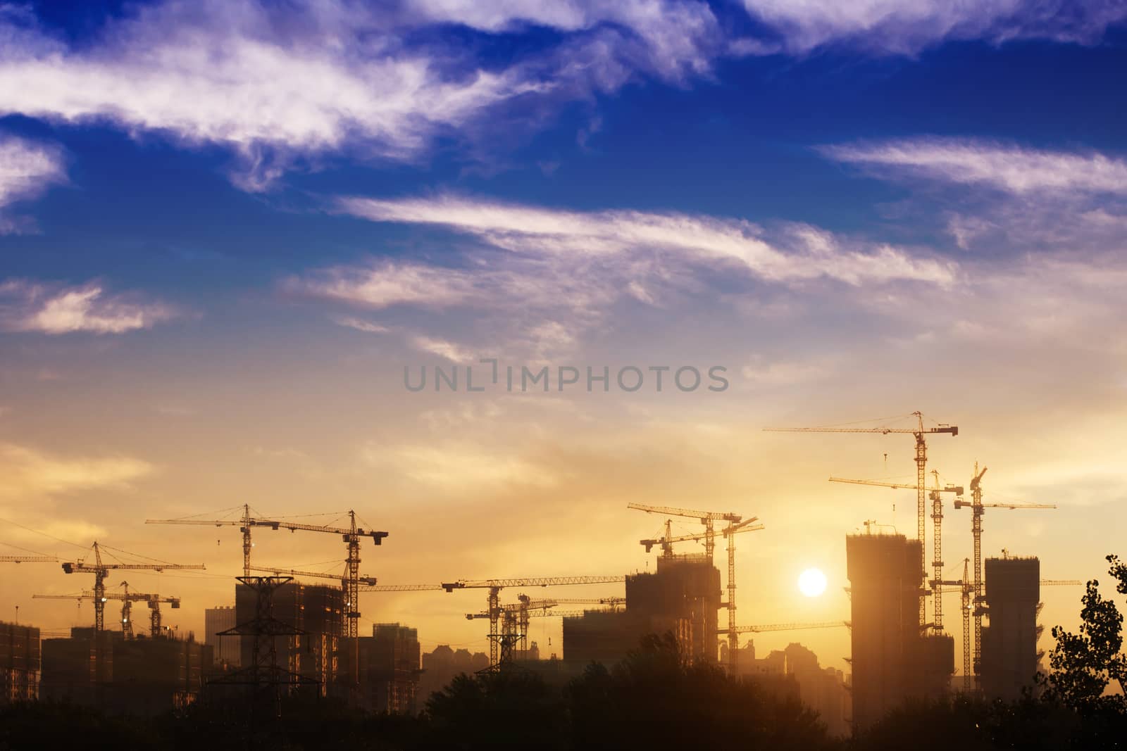 construction site at sunset,Beijing