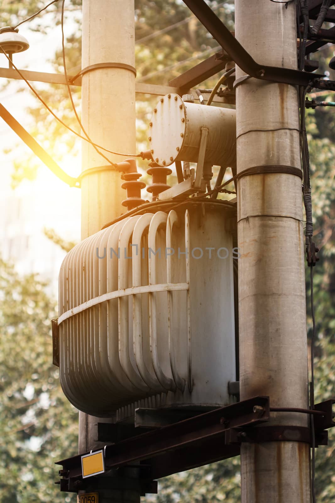 electrical transformer in city
