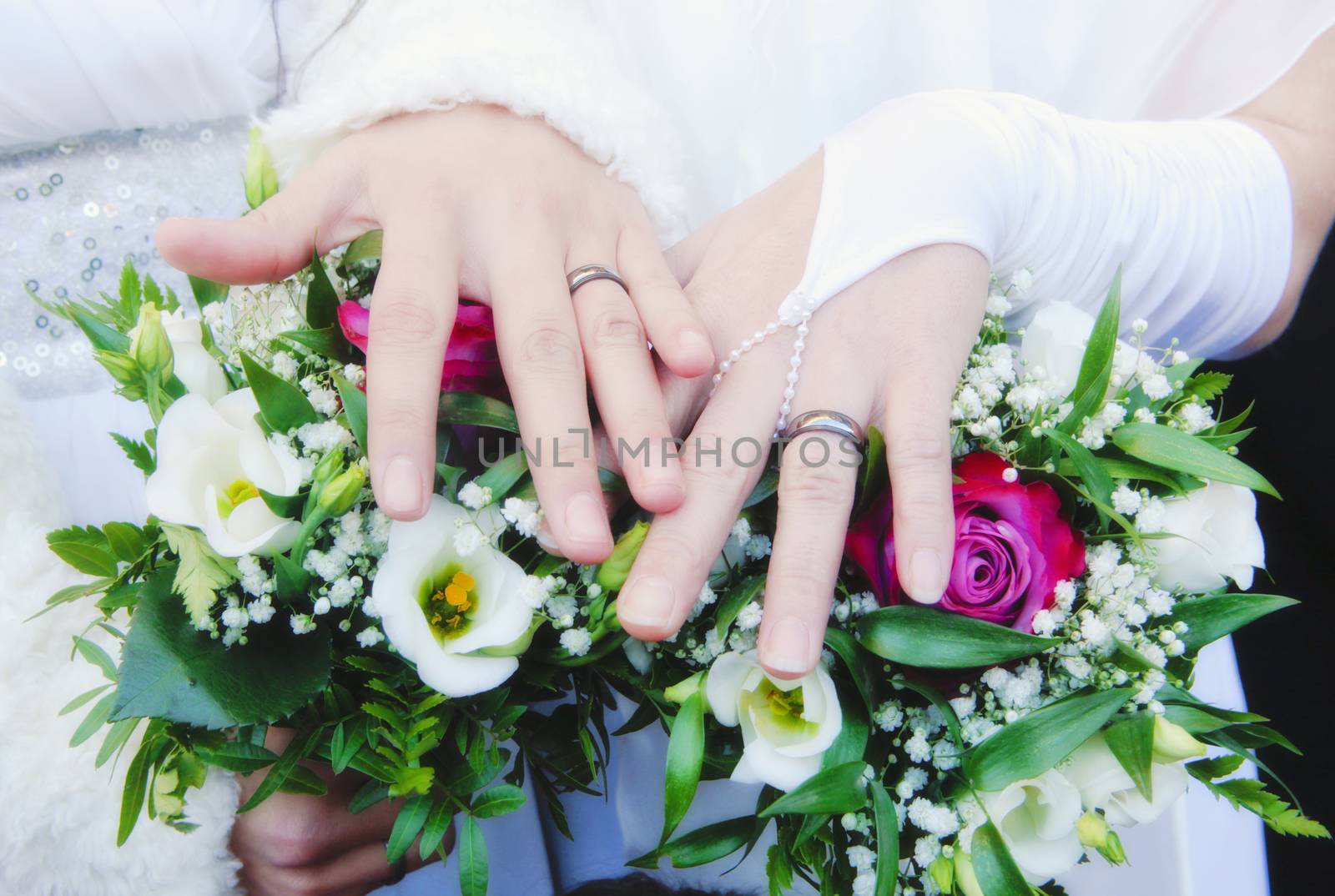 Lesbian Wedding - Newlywed Women Showing their Rings by courtyardpix