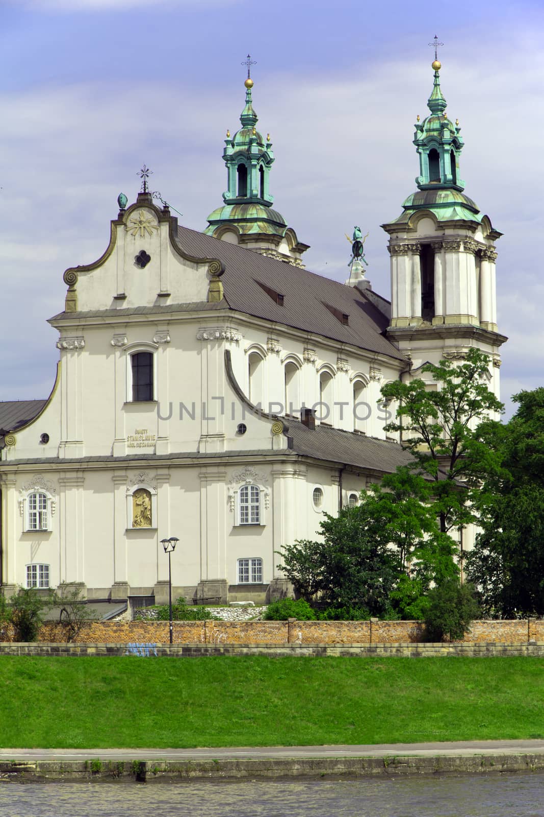 view on skalka church  in cracow in  poland