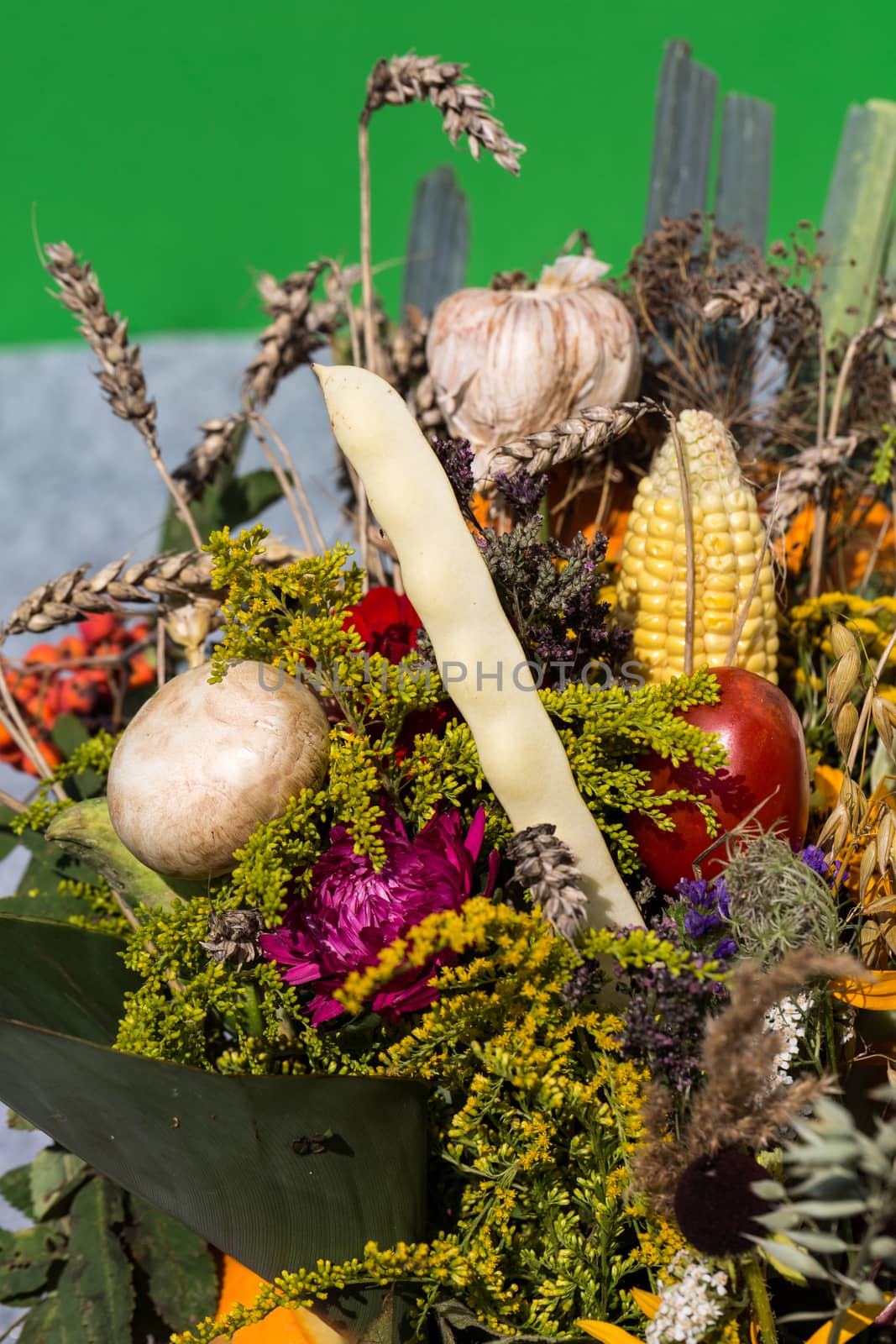 beautiful bouquets of flowers and herbs 