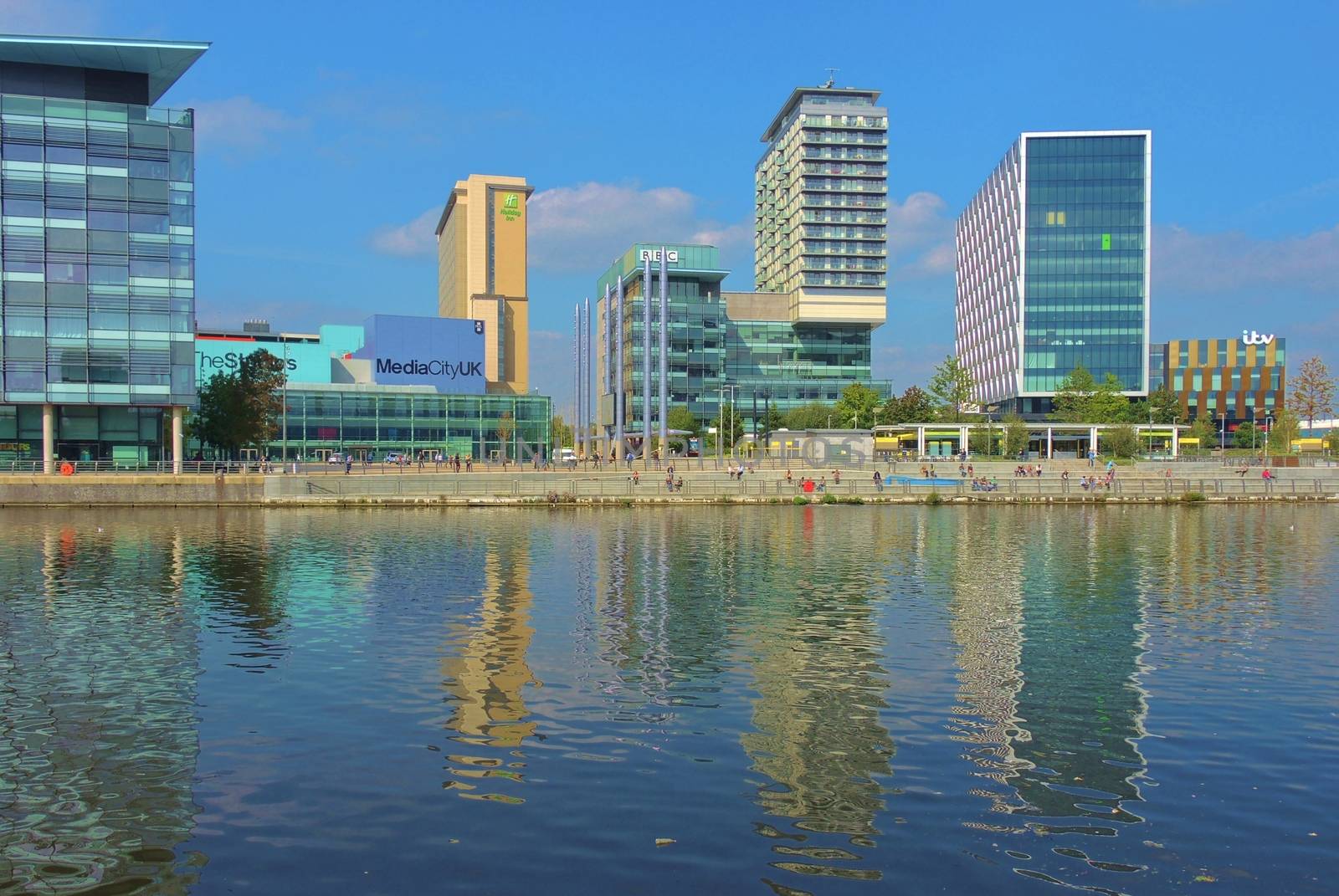 An image of Media city at Salford Quays, UK.