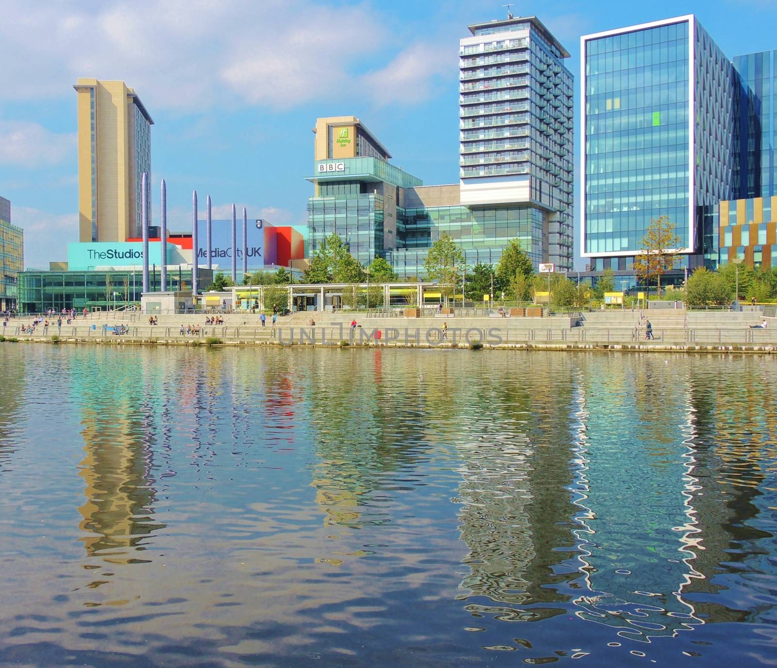 An image of Media city at Salford Quays, UK.