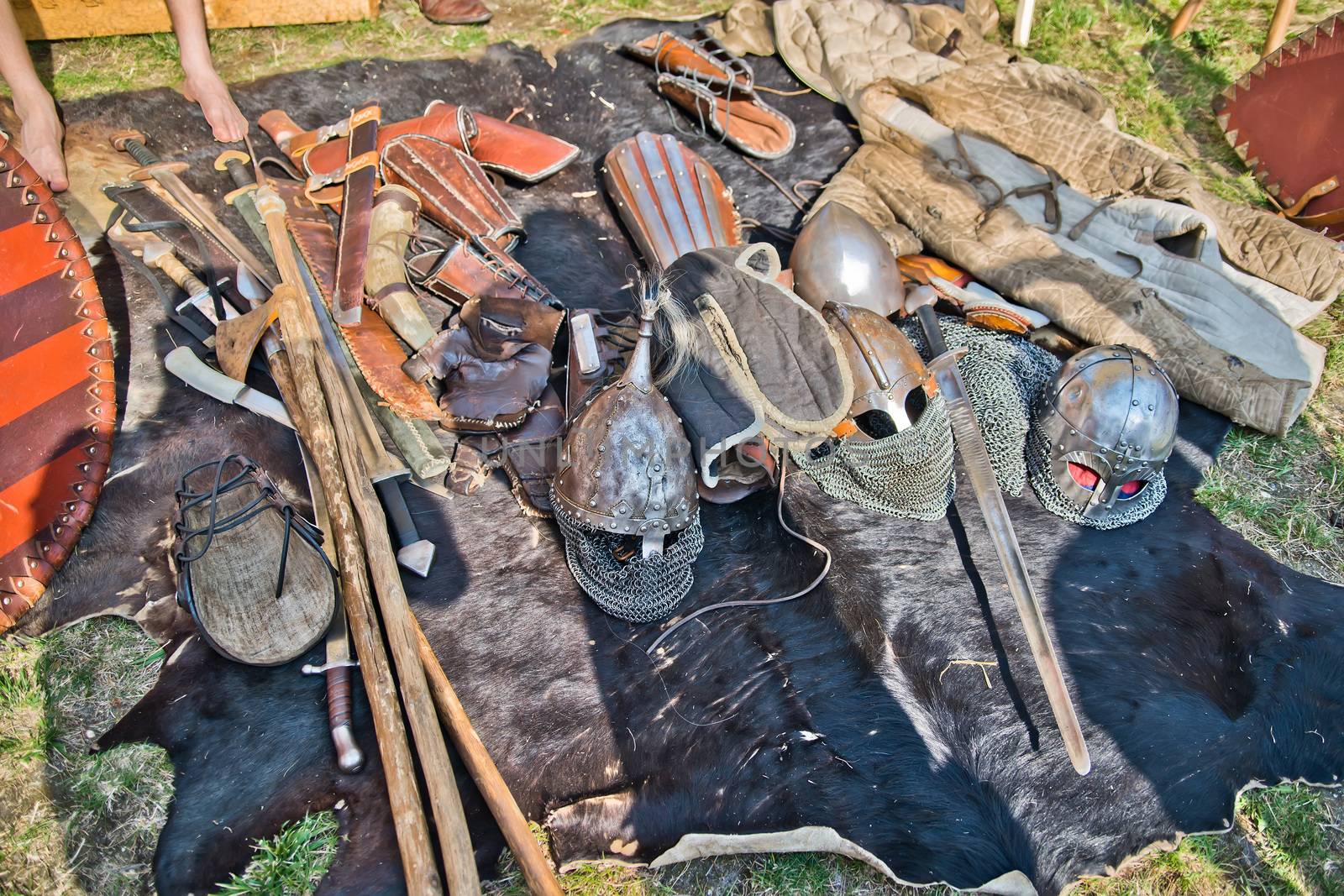 Set of historical slavic weapons and armors - HDR photo