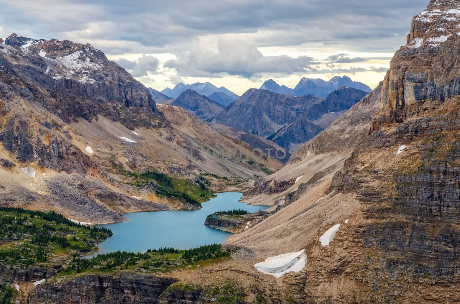 Wild landscape mountain range and lake view, Alberta, Canada by martinm303