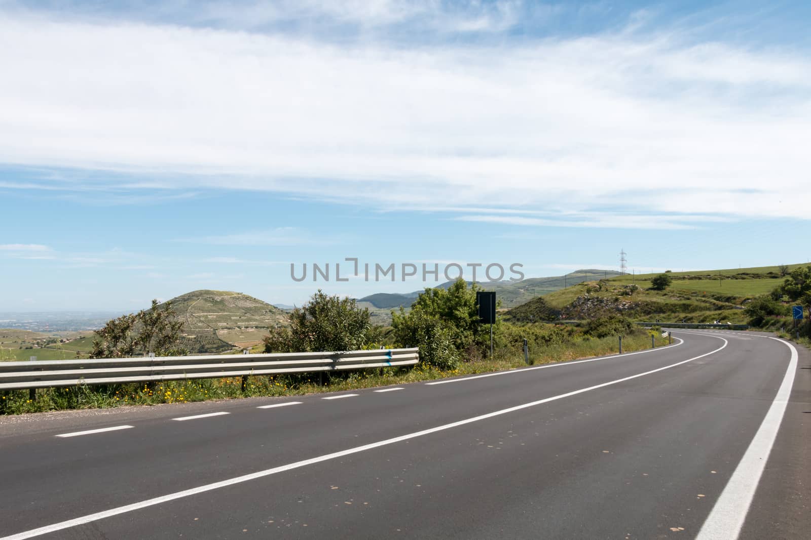 Lonely road in Sicily Italy