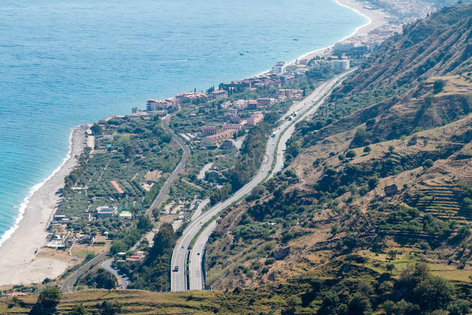 Coastal landscape ionian sea eastern Sicily