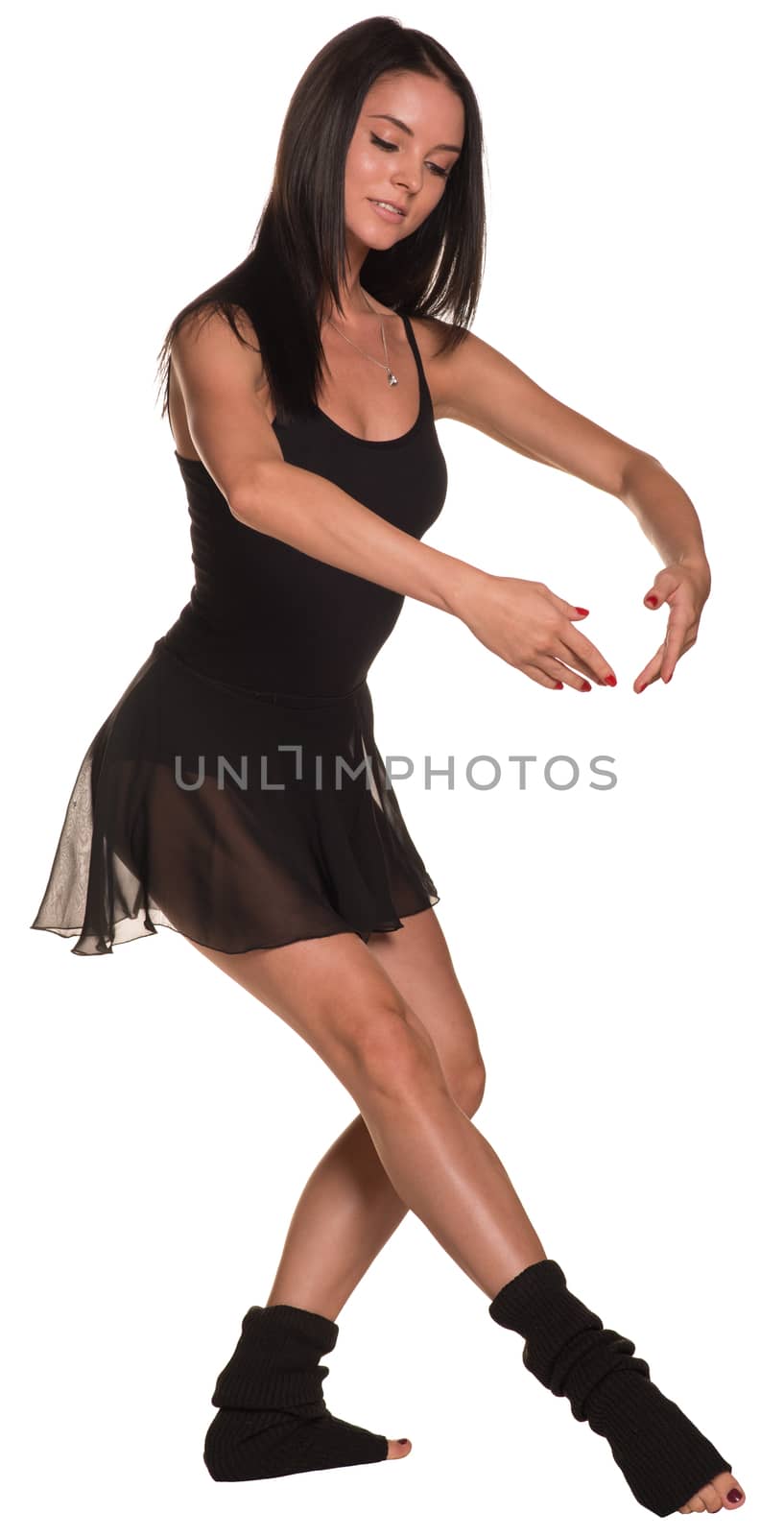 Beautiful dancer dancing. Isolated on white background