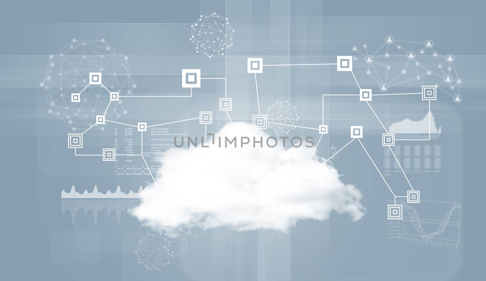 Cloud with network and graphs by cherezoff