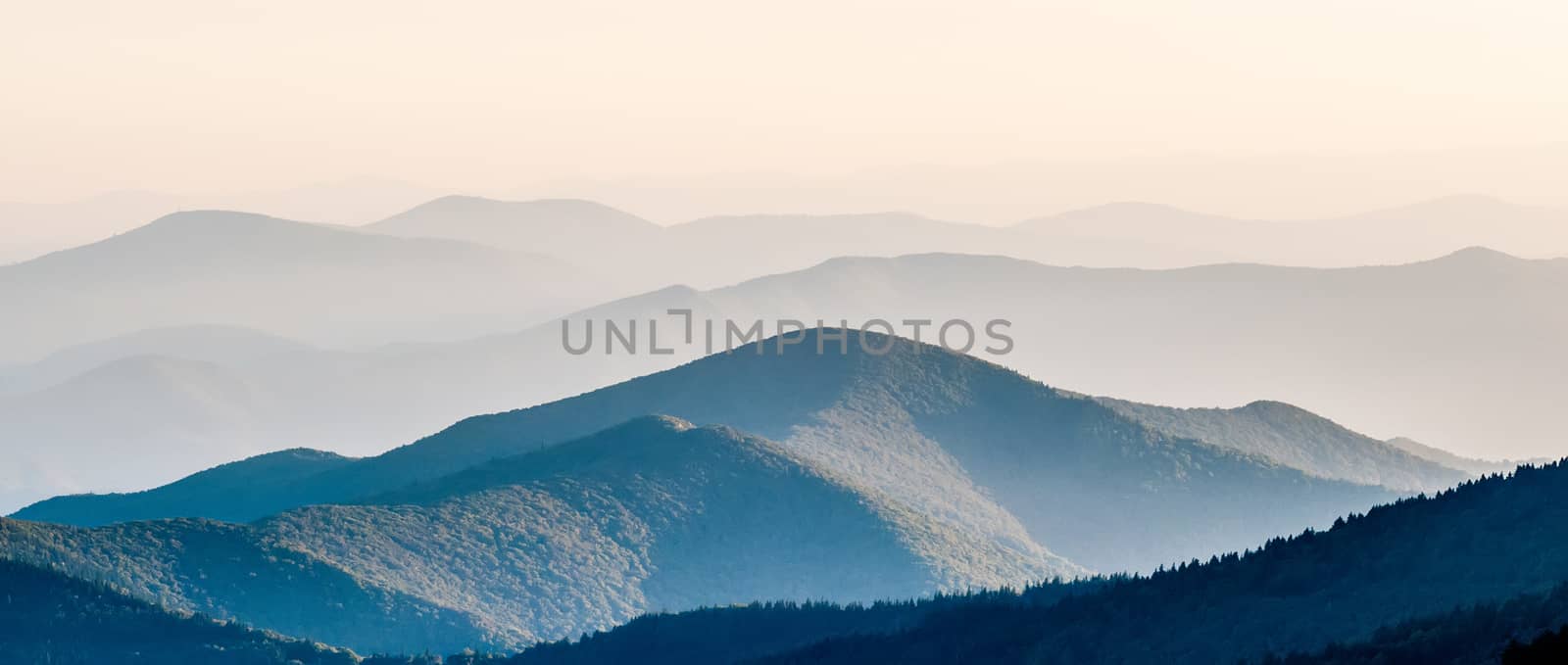 The simple layers of the Smokies at sunset - Smoky Mountain Nat. by digidreamgrafix