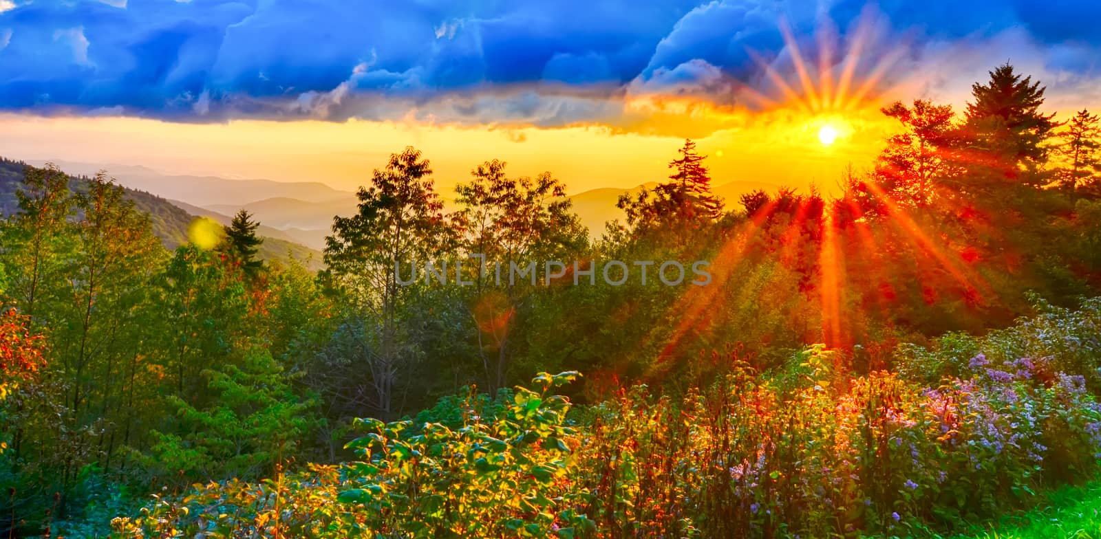 Blue Ridge Parkway late summer Appalachian Mountains Sunset West by digidreamgrafix
