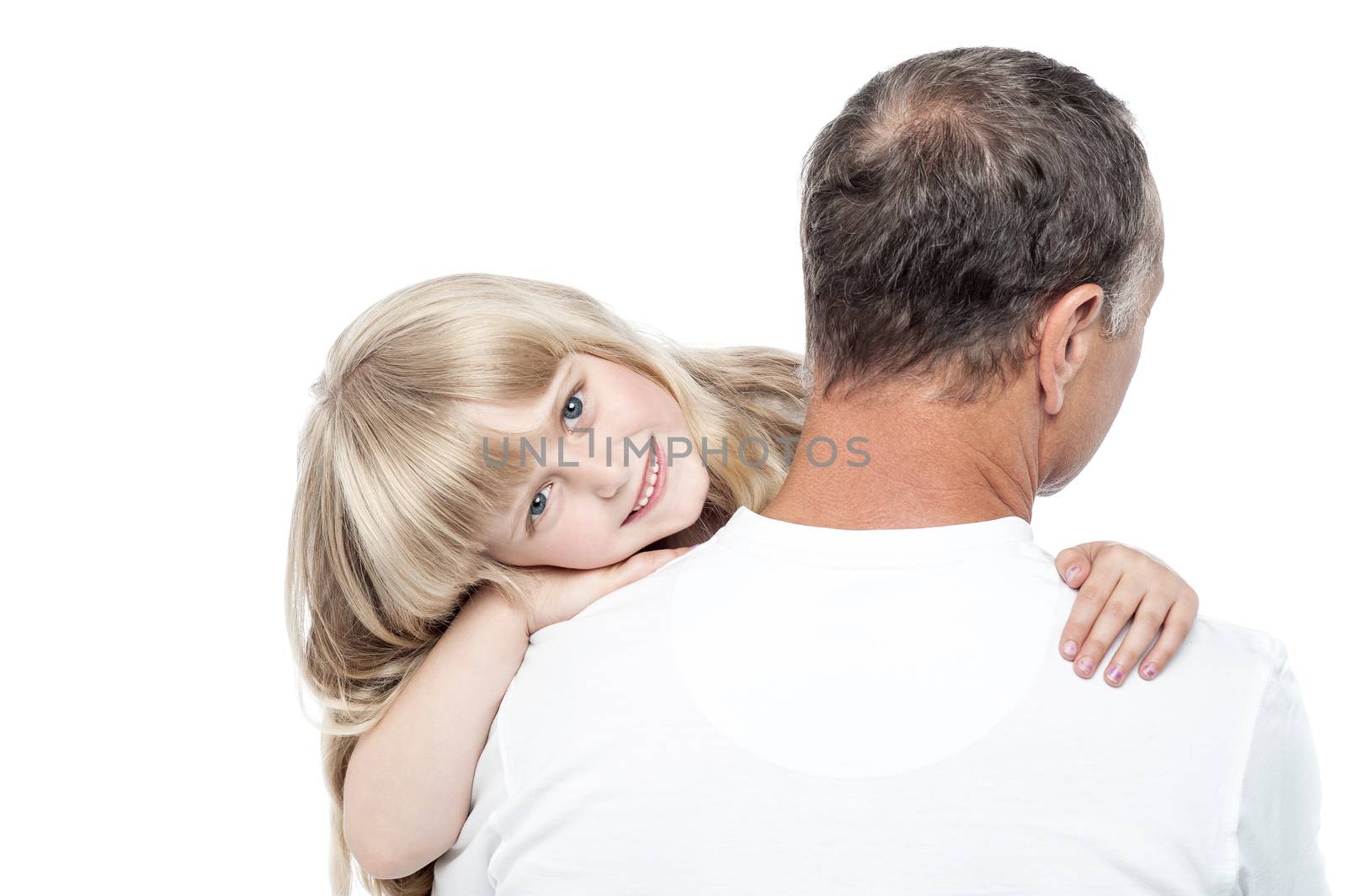 Father and daughter on a white background by stockyimages