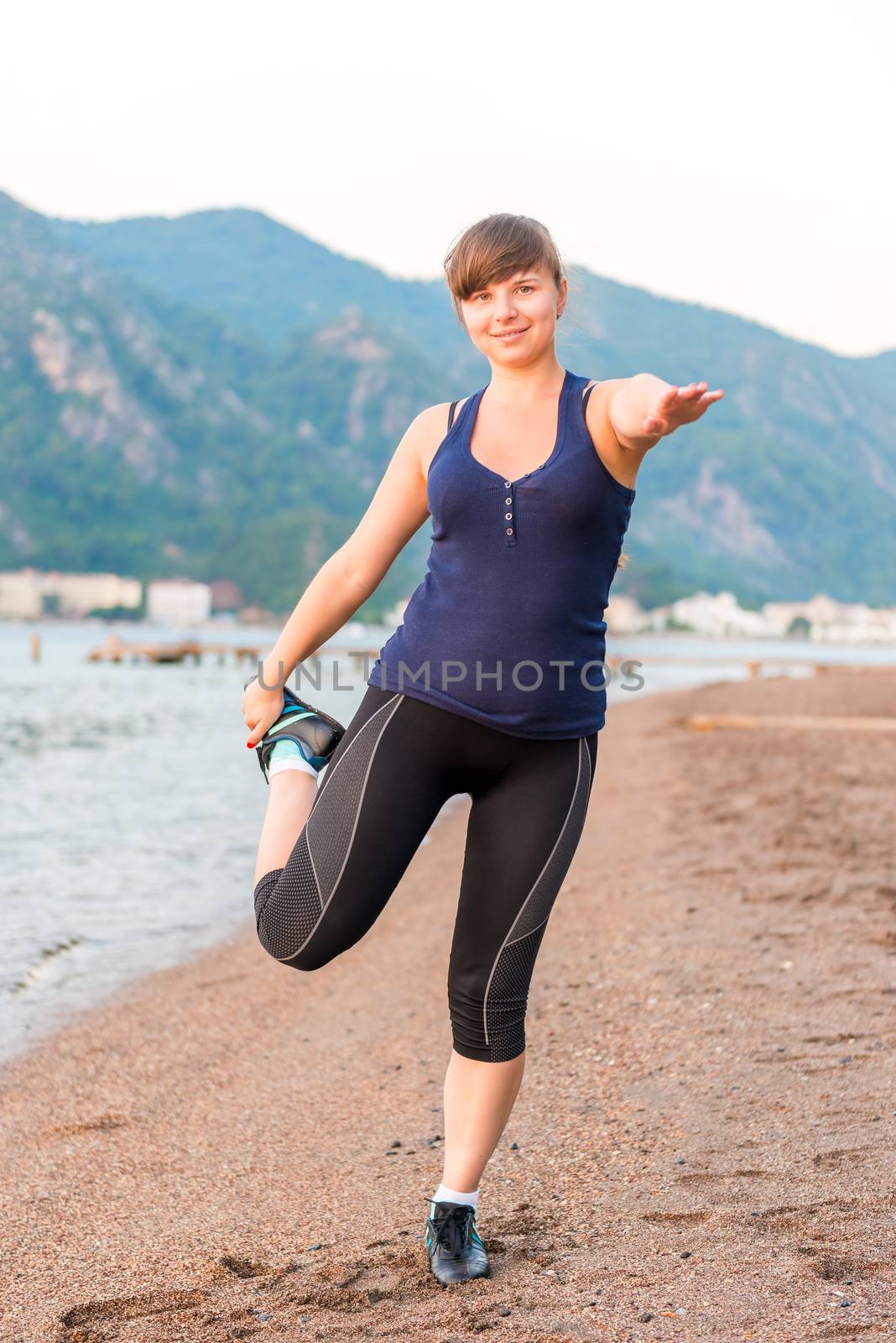athletic girl warming up before playing sports