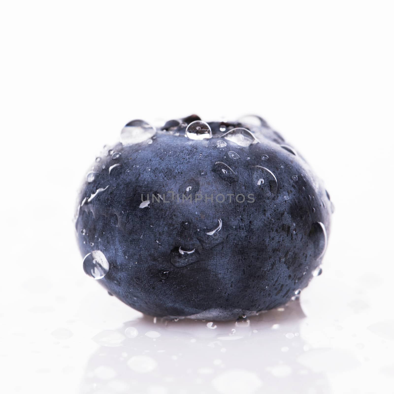 Closeup picture of a wet blueberry