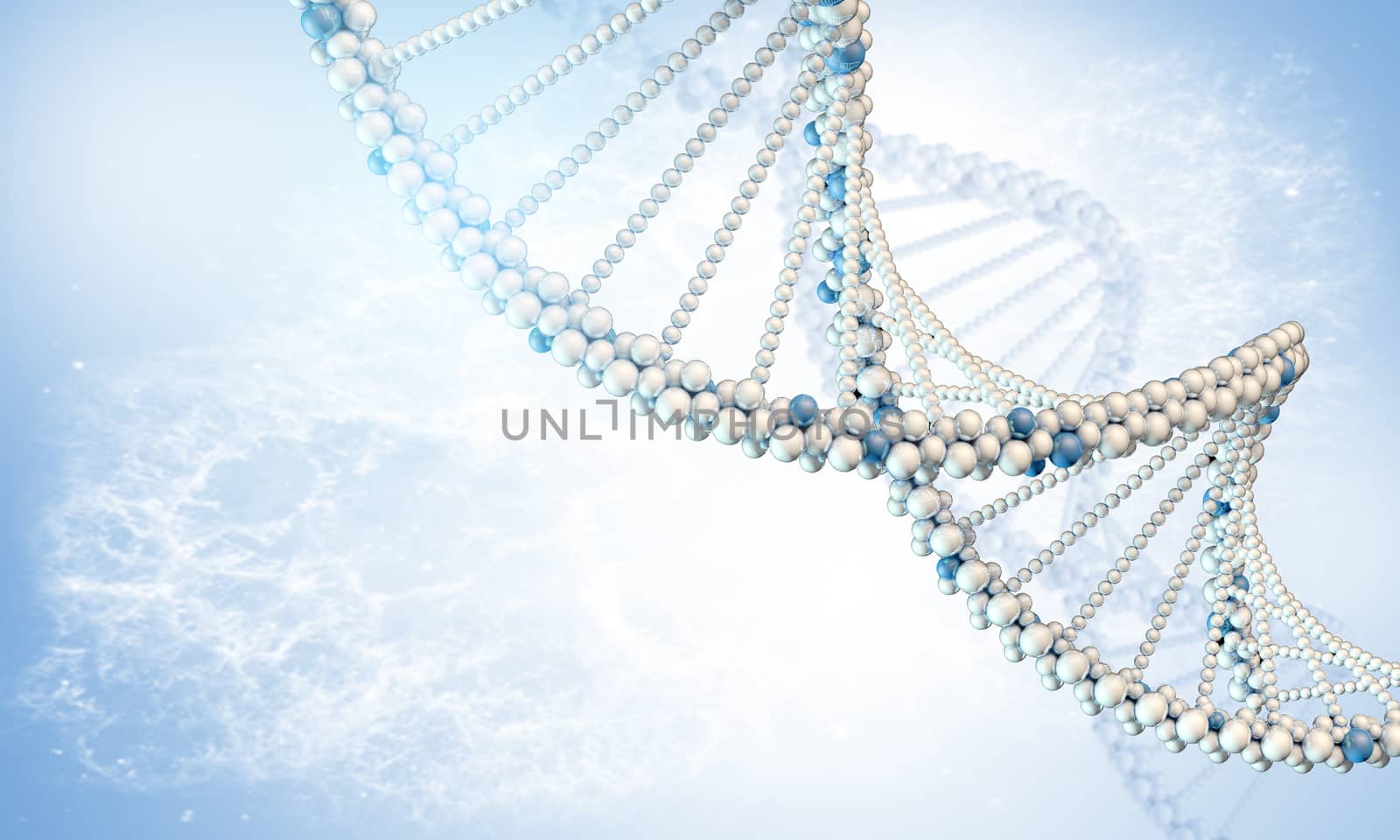 DNA model on the blue gradient background
