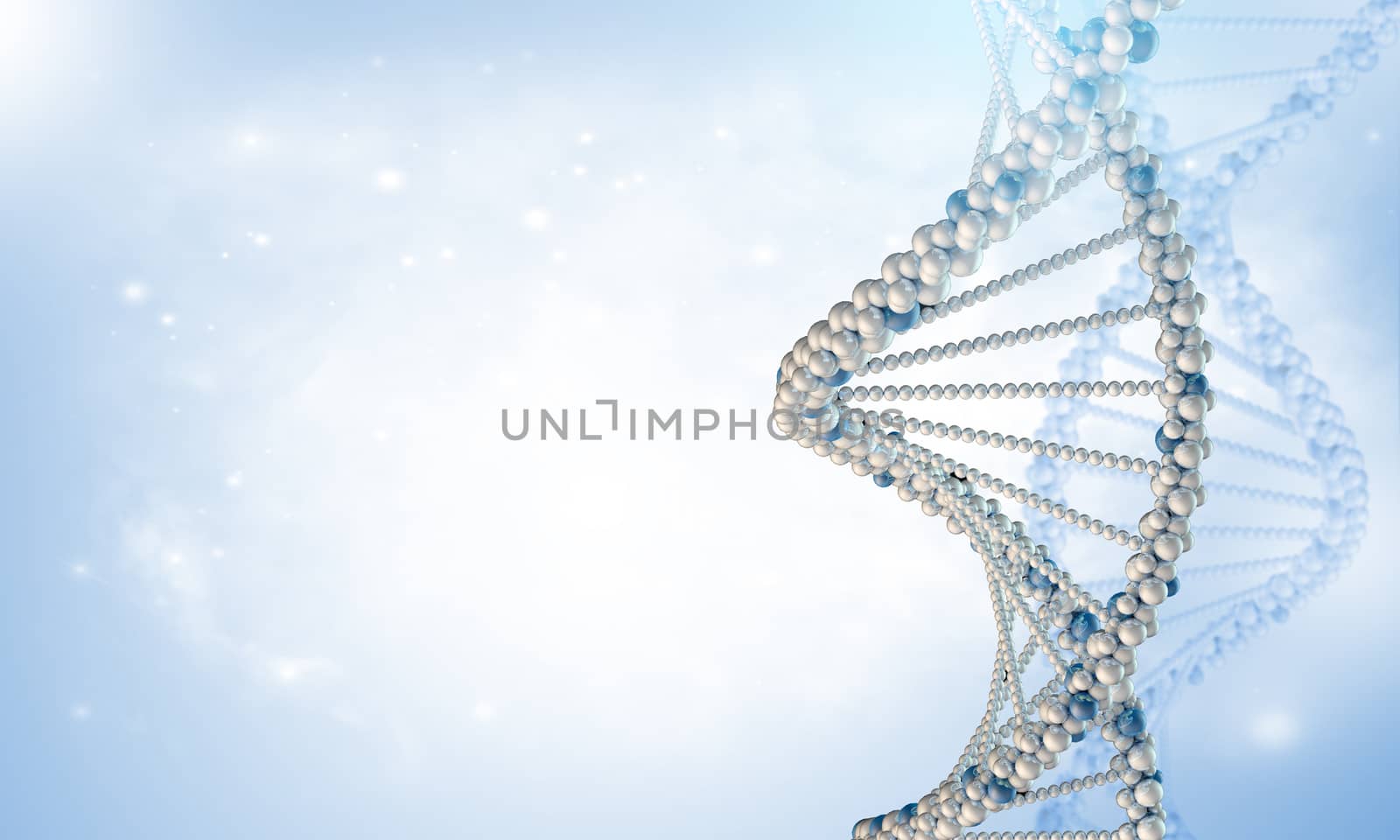 DNA model on the blue gradient background