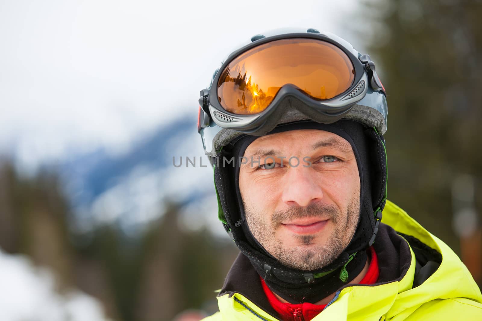 Skier, skiing, winter sport - portrait of male skier